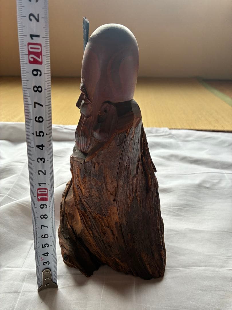 縁起物】木彫り 寿老人 置物 天然木 根彫り 一刀彫 七福神 長寿の神様