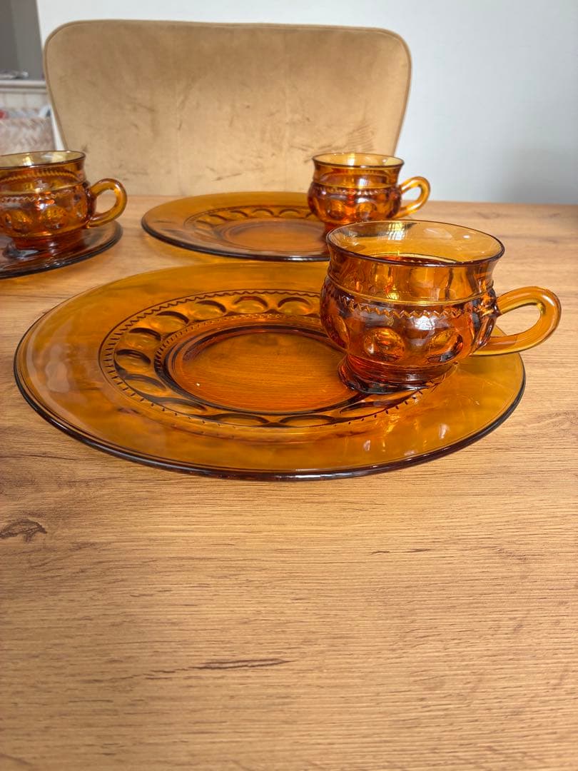 インディアナグラス キングスクラウン アンバー スナックセット