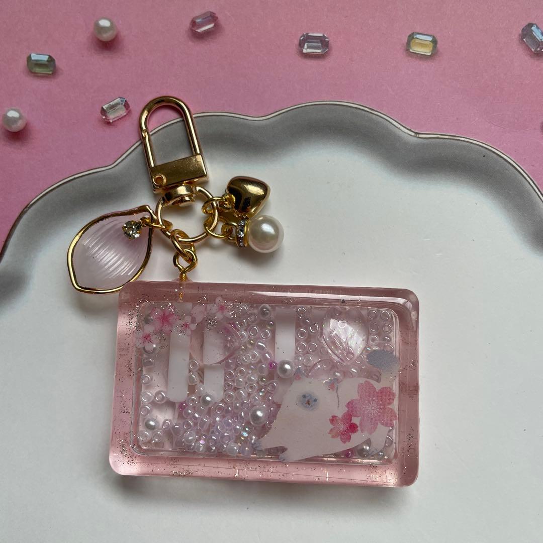 93 レジン シャカシャカキーホルダー シェイカー 桜 春 ピアノ 猫