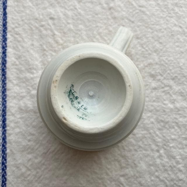 希少美品◆クレイユモントロー白いブリュロオクトゴナルカフェオレボウルカップジアン