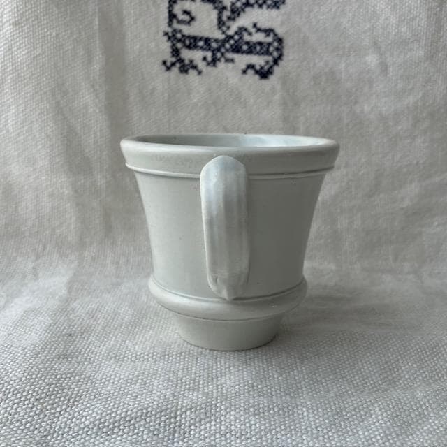 希少美品◆クレイユモントロー白いブリュロオクトゴナルカフェオレボウルカップジアン