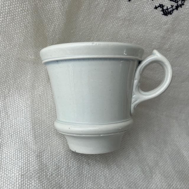 希少美品◆クレイユモントロー白いブリュロオクトゴナルカフェオレボウルカップジアン