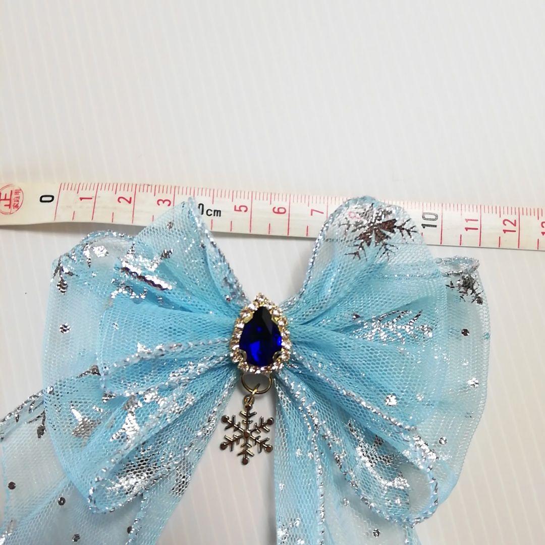 確認　たらりんヘアリボン ヘアゴム　128　ふんわり　キラキラスノー