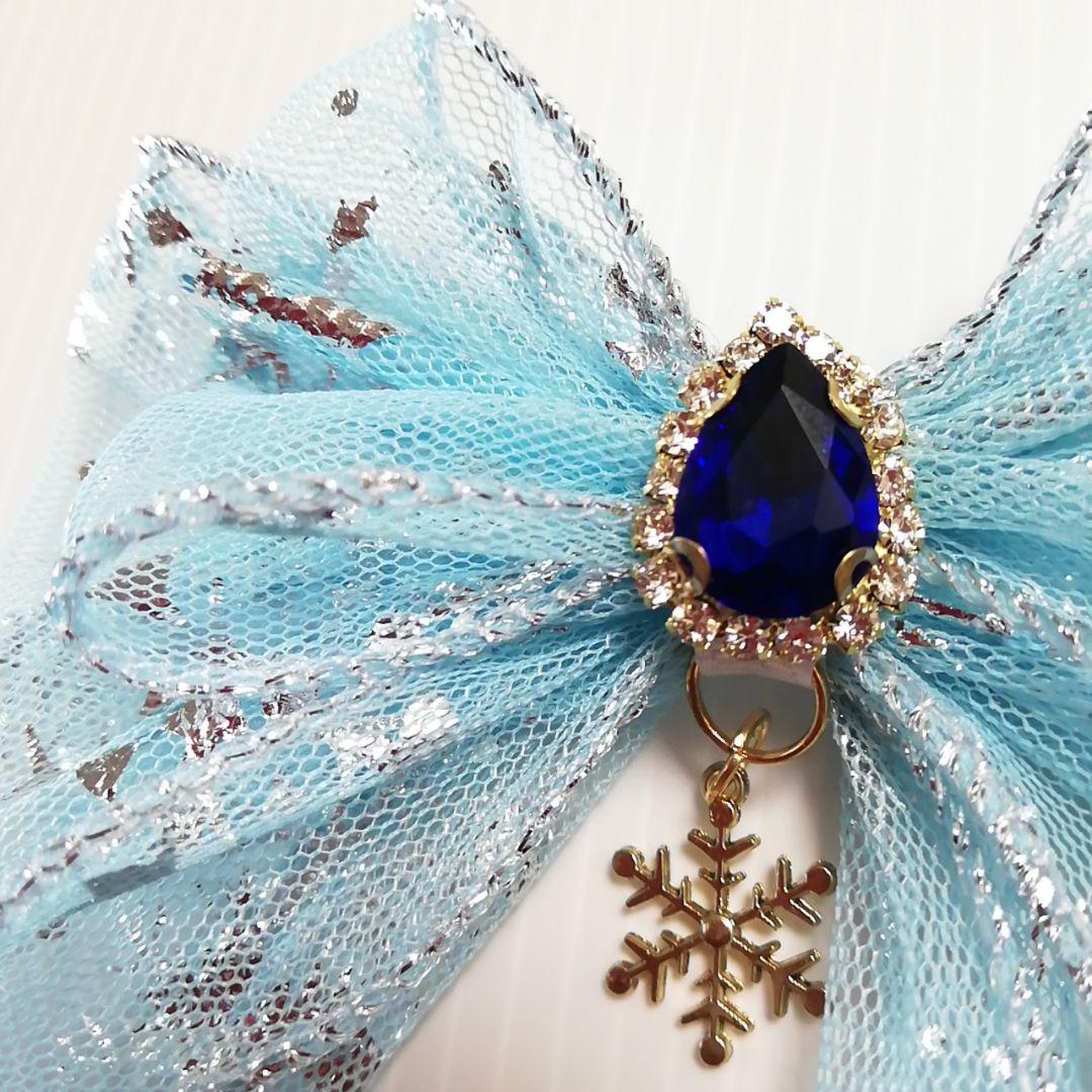 確認　たらりんヘアリボン ヘアゴム　128　ふんわり　キラキラスノー