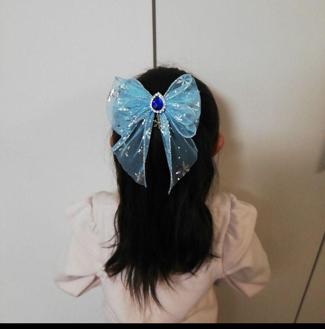 確認　たらりんヘアリボン ヘアゴム　128　ふんわり　キラキラスノー