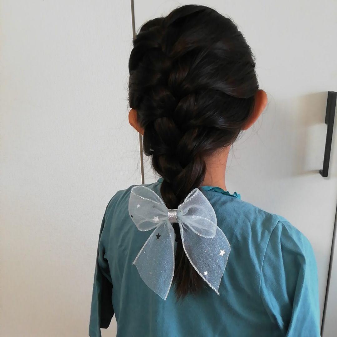 確認　たらりんヘアリボン ヘアゴム　128　ふんわり　キラキラスノー