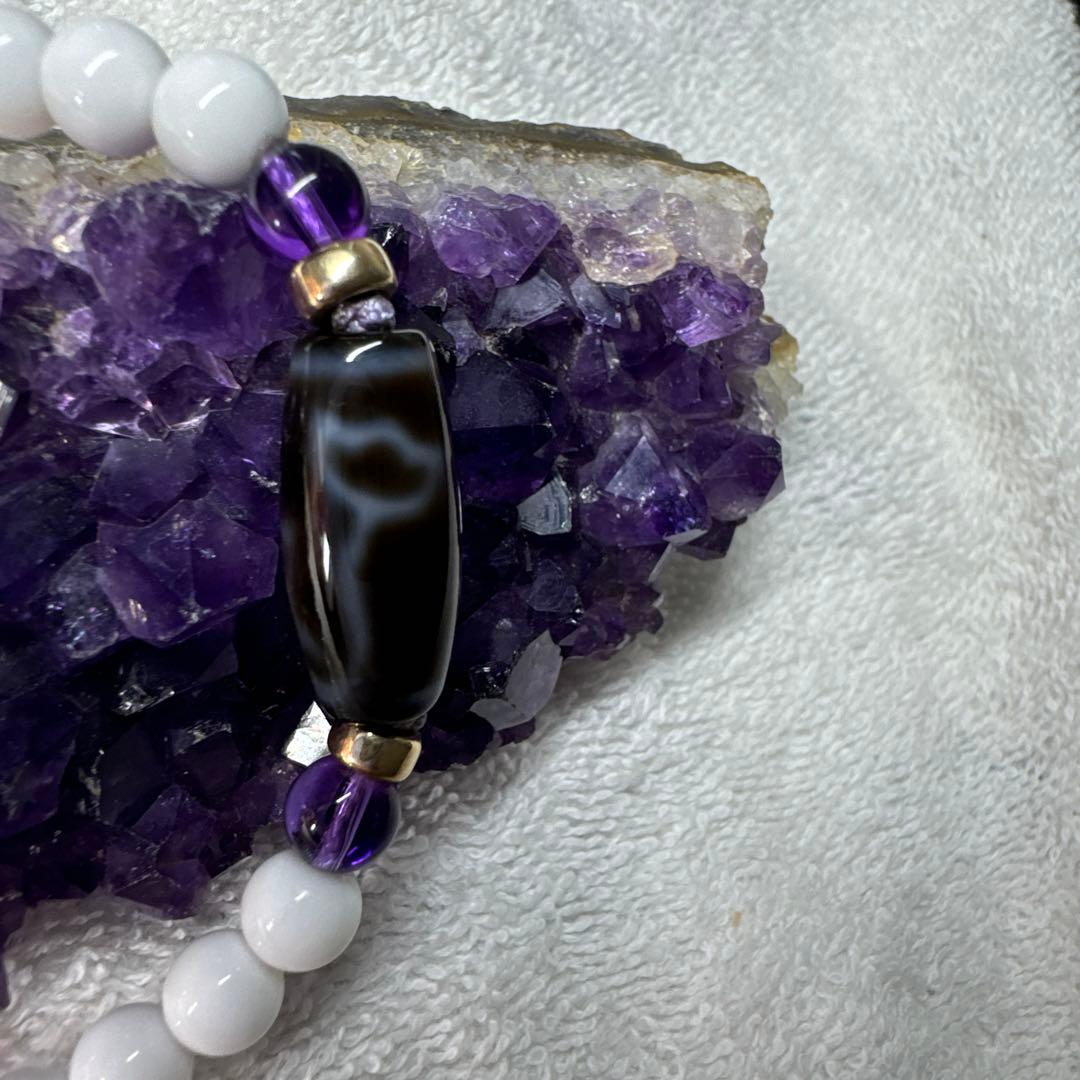 ハンドメイド アンクレット 白紫黒
天珠 睡蓮花天珠