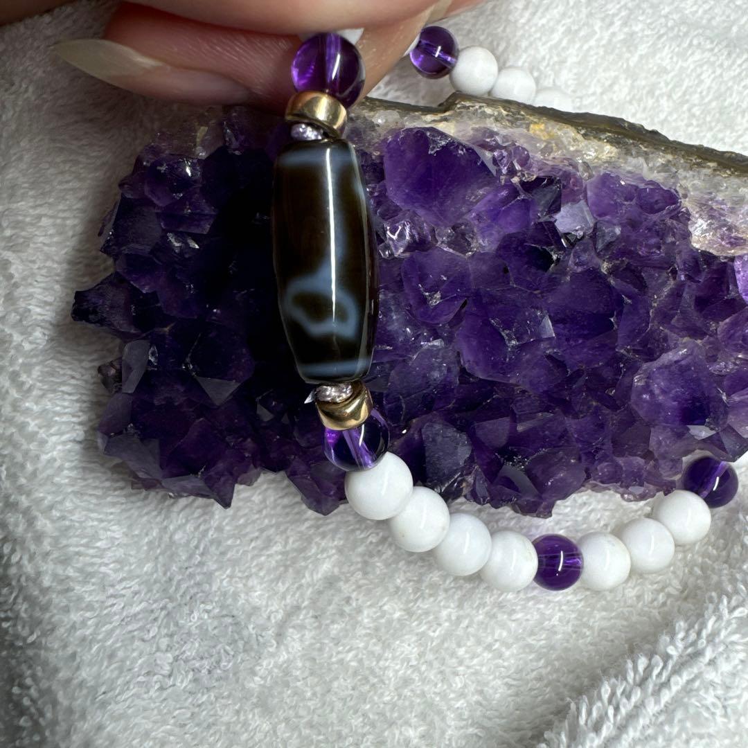 ハンドメイド アンクレット 白紫黒
天珠 睡蓮花天珠