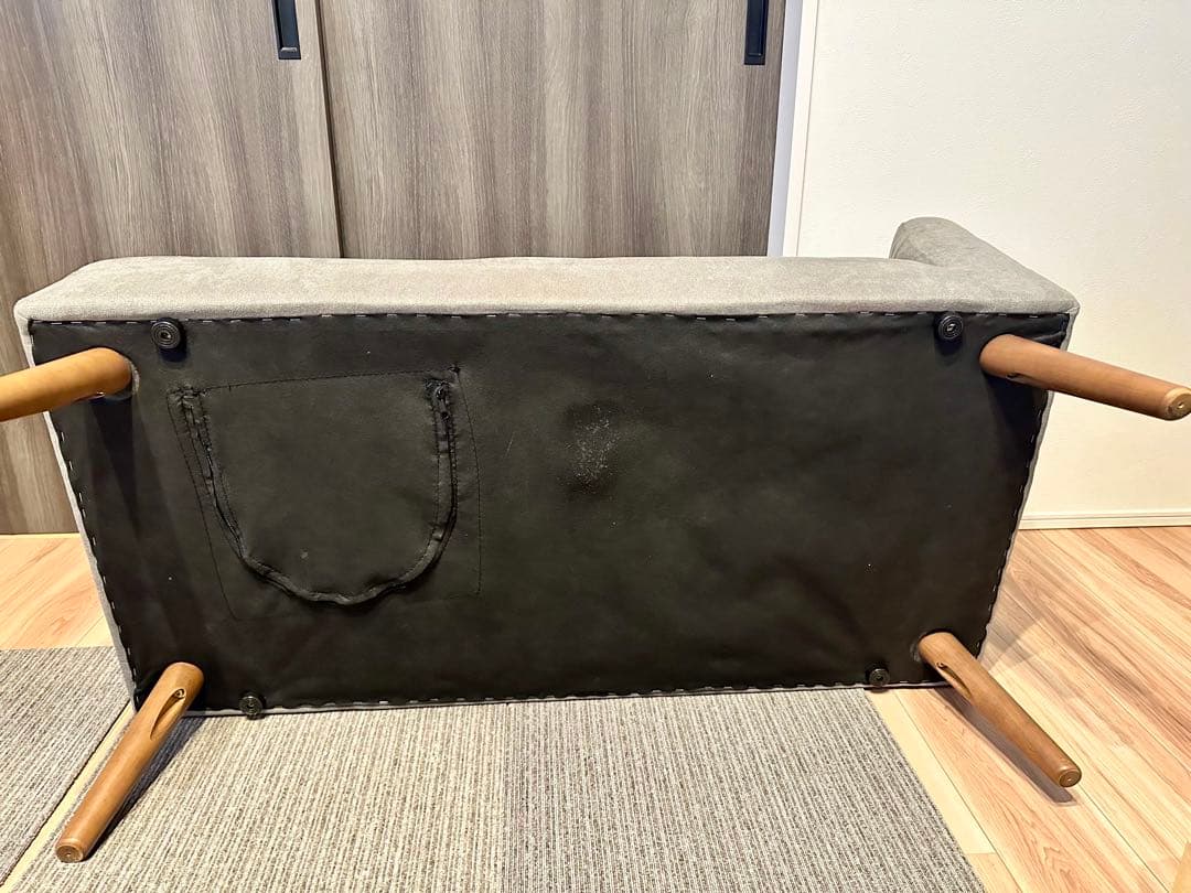 ミルドソファ2P 北欧 ファブリック 天然木 ロータイプ布張り グレー L字型