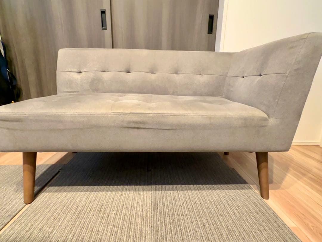 ミルドソファ2P 北欧 ファブリック 天然木 ロータイプ布張り グレー L字型