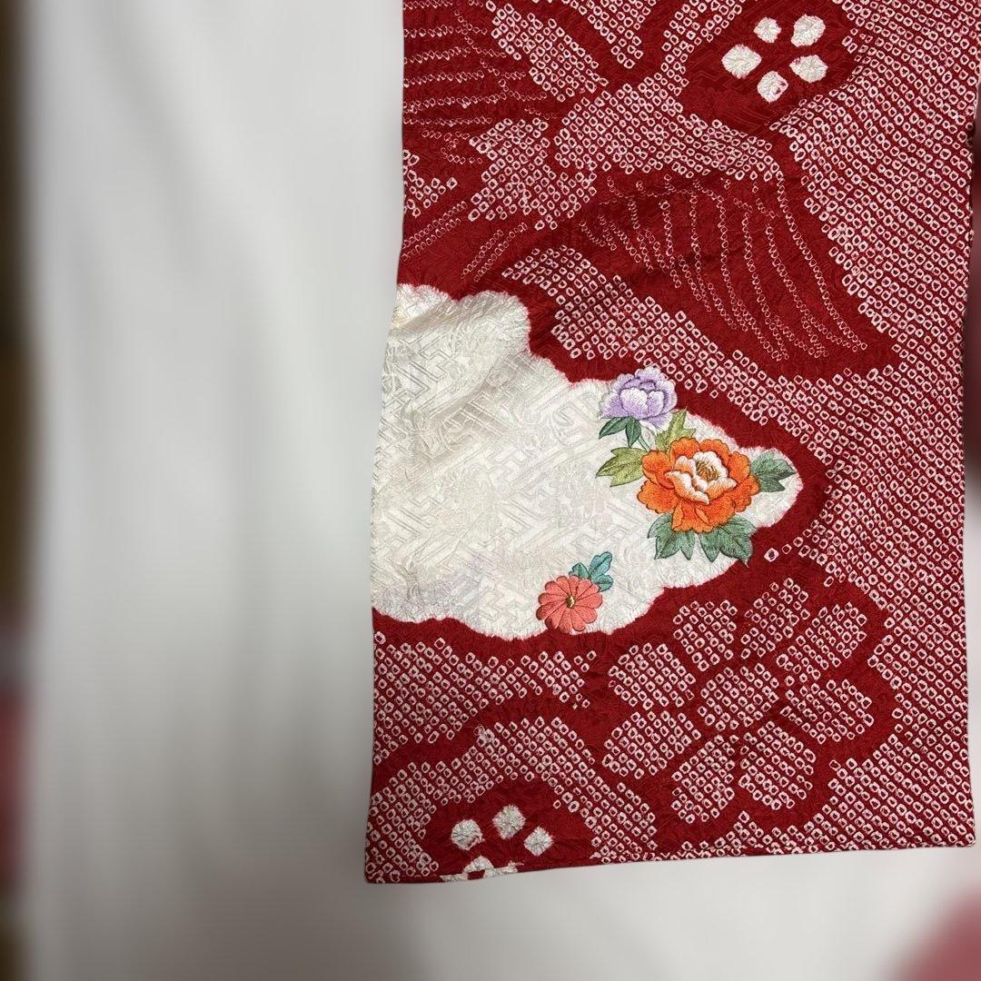 七五三 ３歳 被布 フルセット 一つ身 鶴 総絞り 正絹