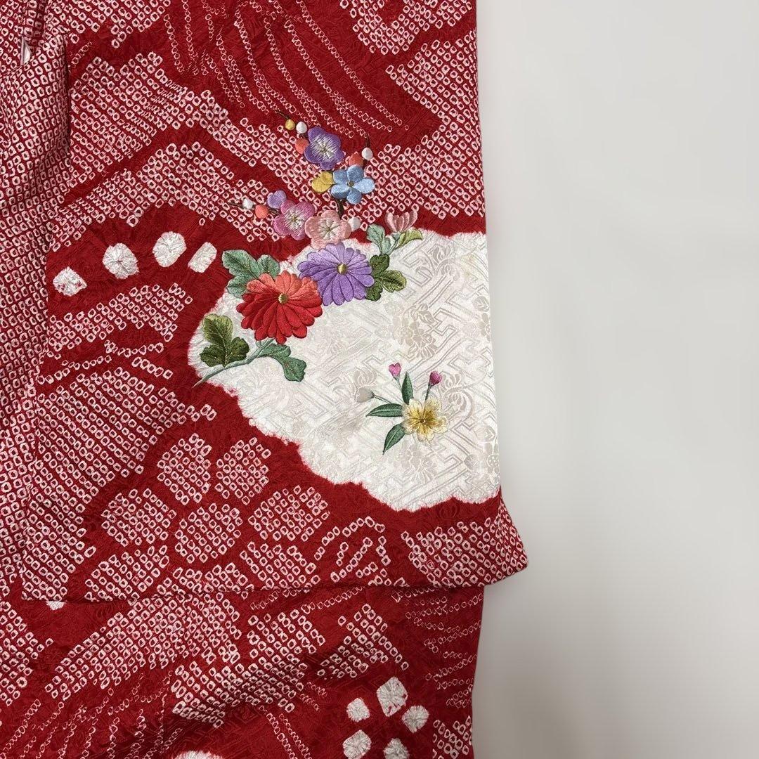 七五三 ３歳 被布 フルセット 一つ身 鶴 総絞り 正絹