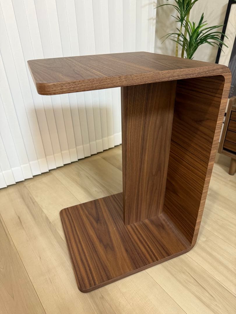 ウォールナット L字型サイドテーブル