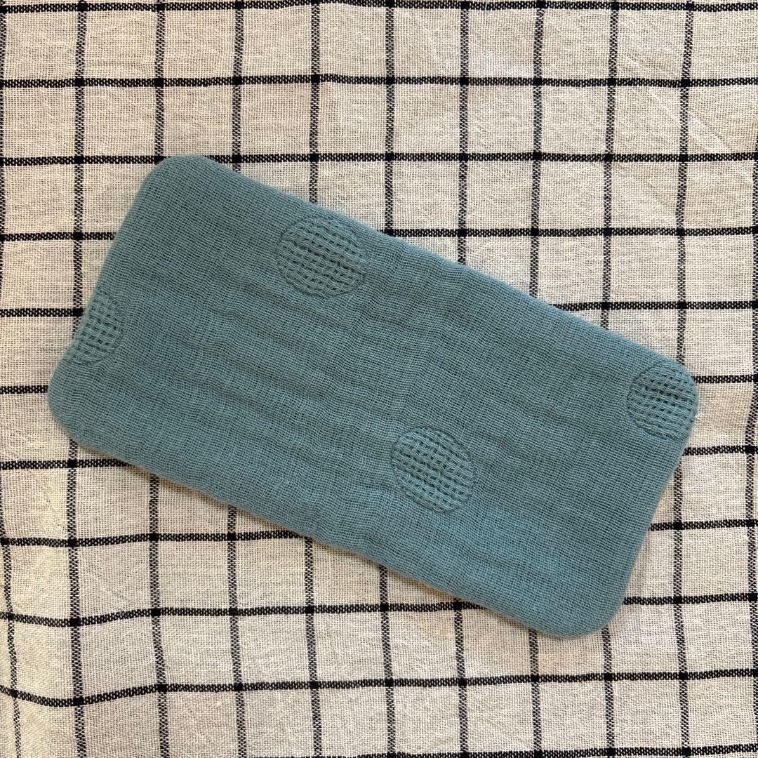 ハンドメイドガーゼハンカチ fuwara 8重 トラ ライオン ターコイズ