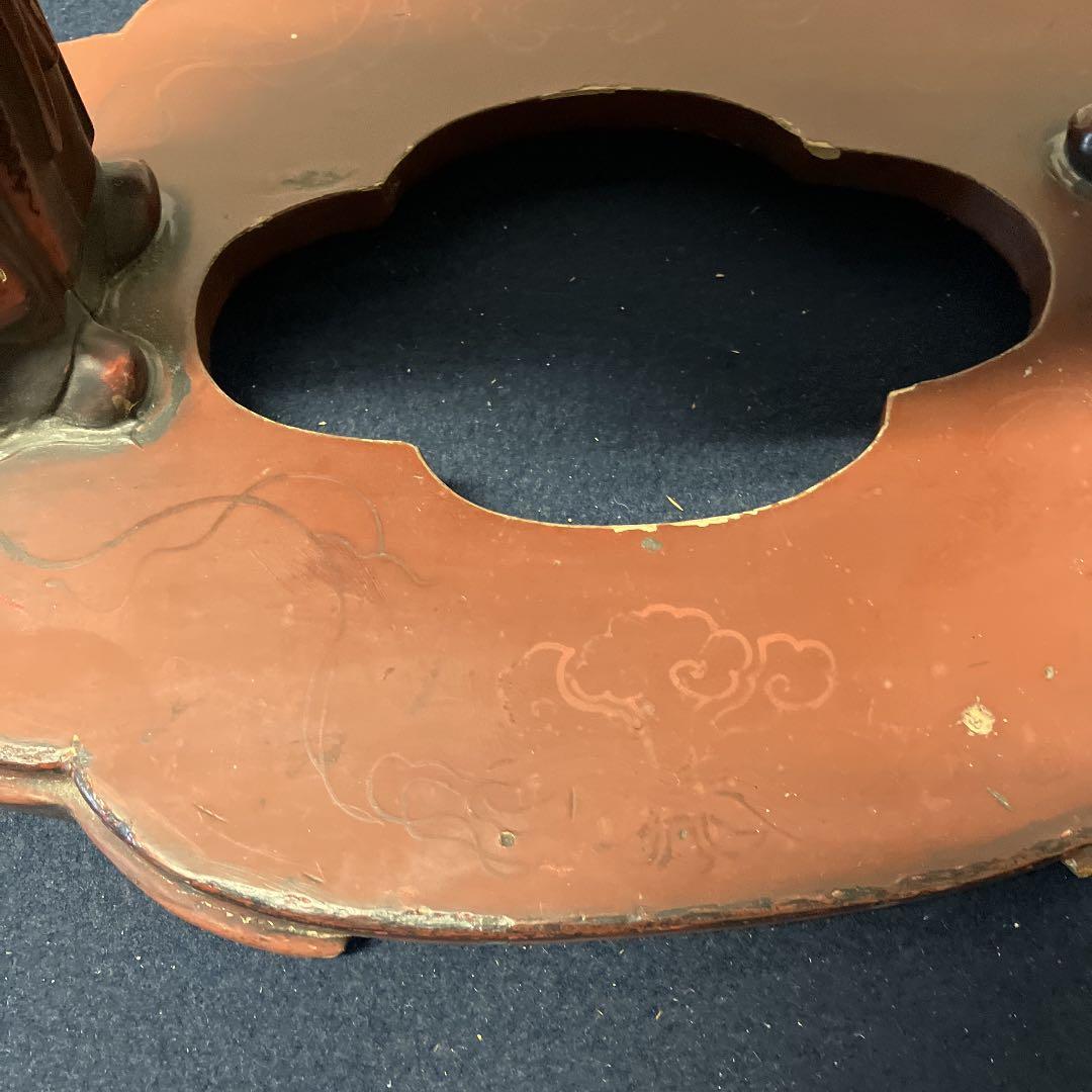 中国漆器　唐子人形の置台