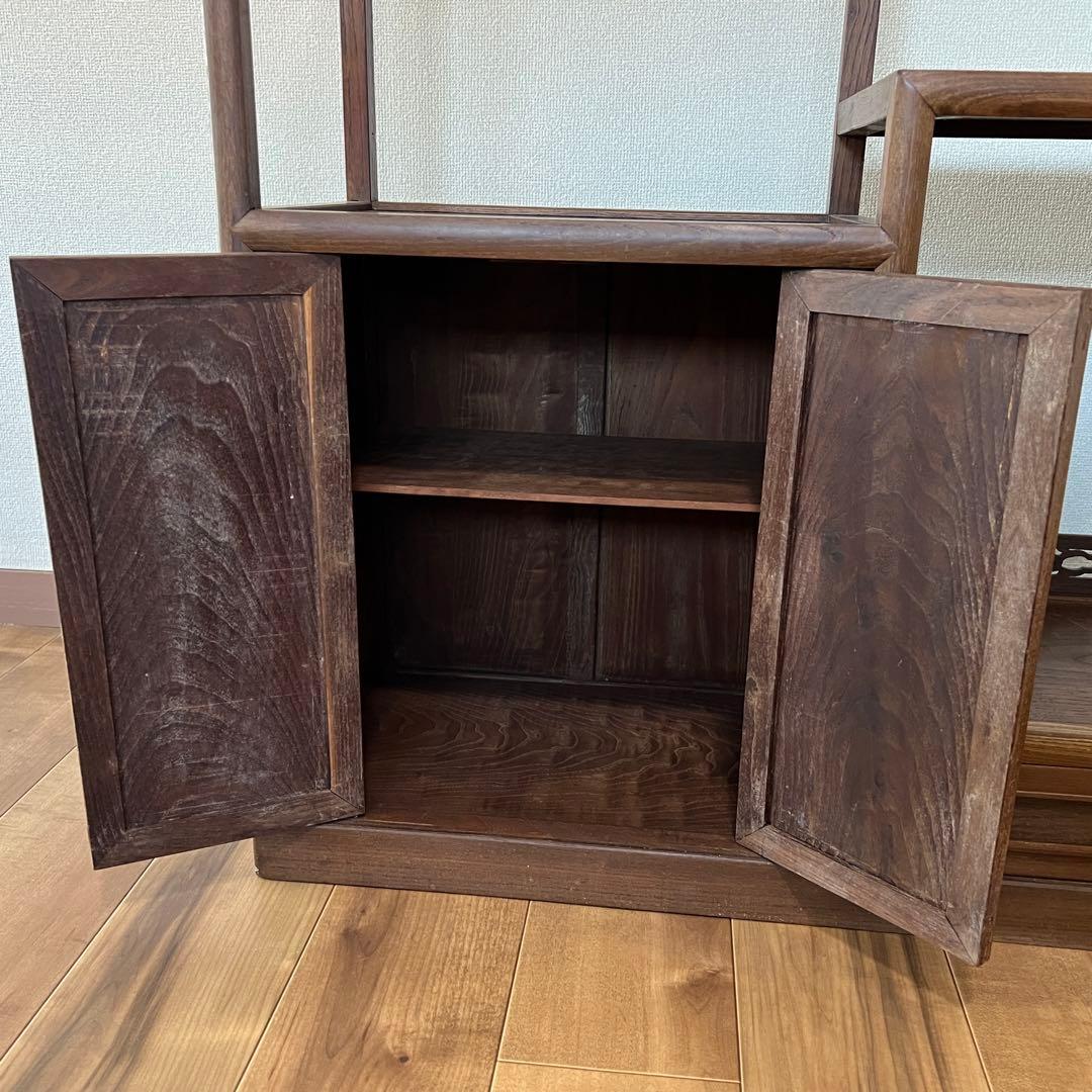 茶箪笥 総無垢 収納棚 飾り棚 煎茶棚 違い棚 茶棚