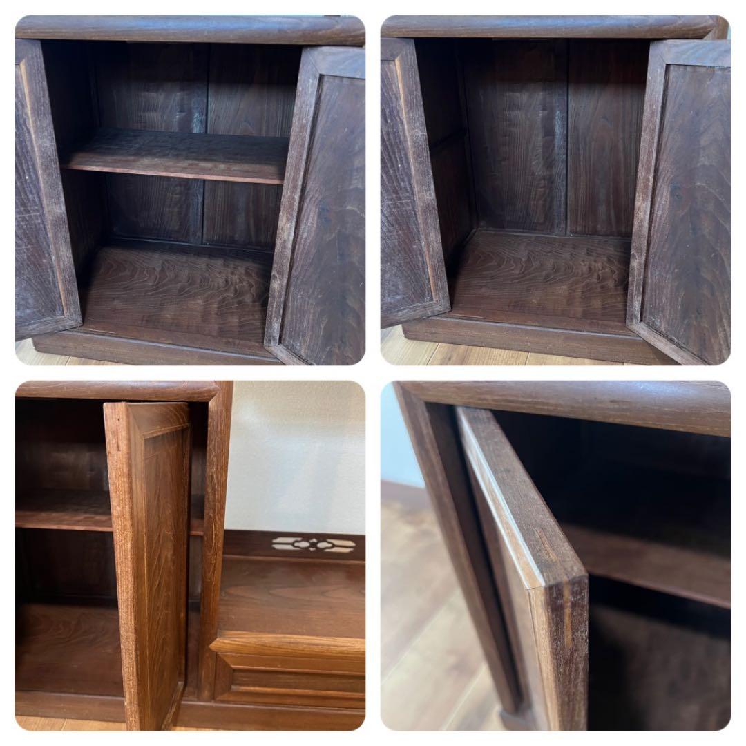 茶箪笥 総無垢 収納棚 飾り棚 煎茶棚 違い棚 茶棚