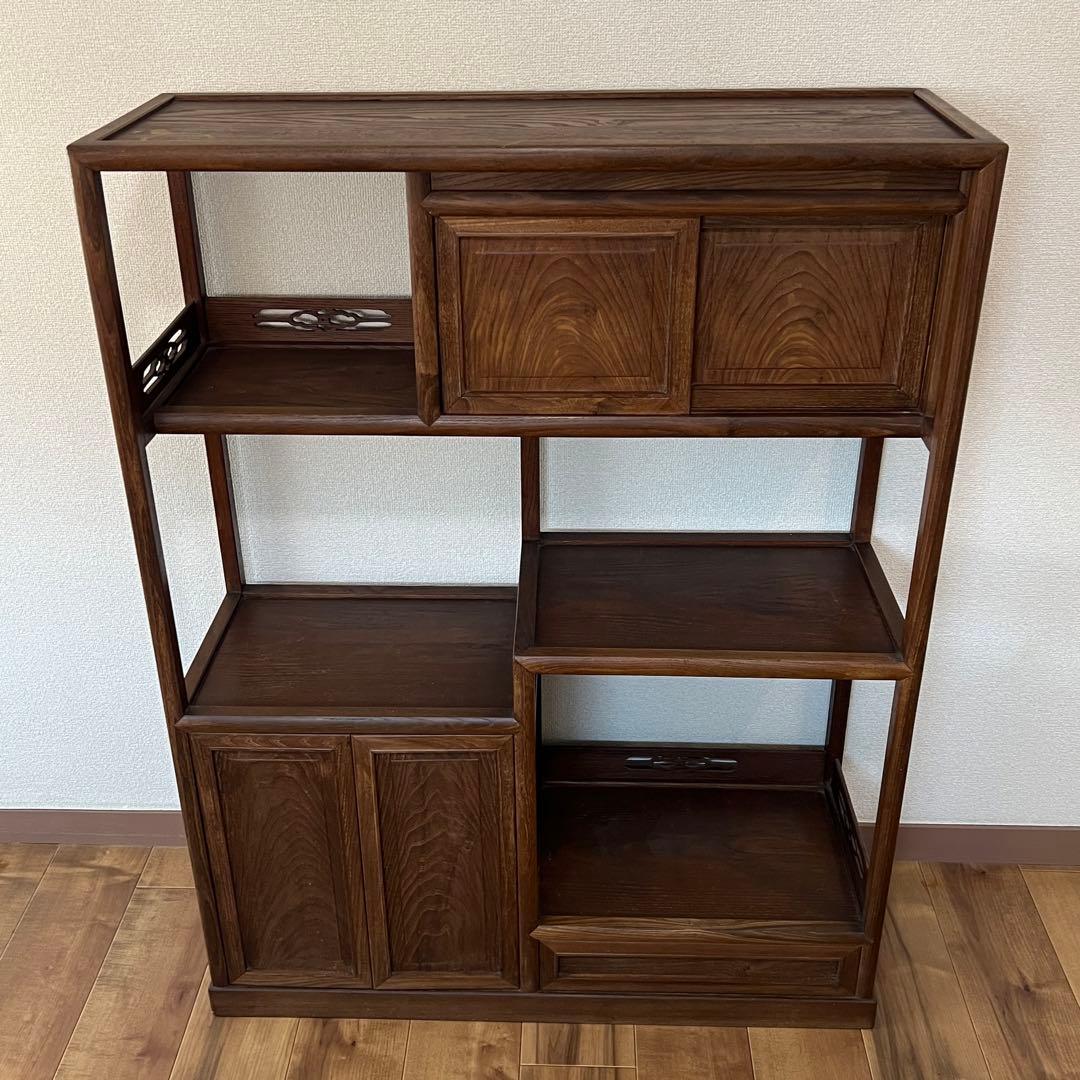 茶箪笥 総無垢 収納棚 飾り棚 煎茶棚 違い棚 茶棚