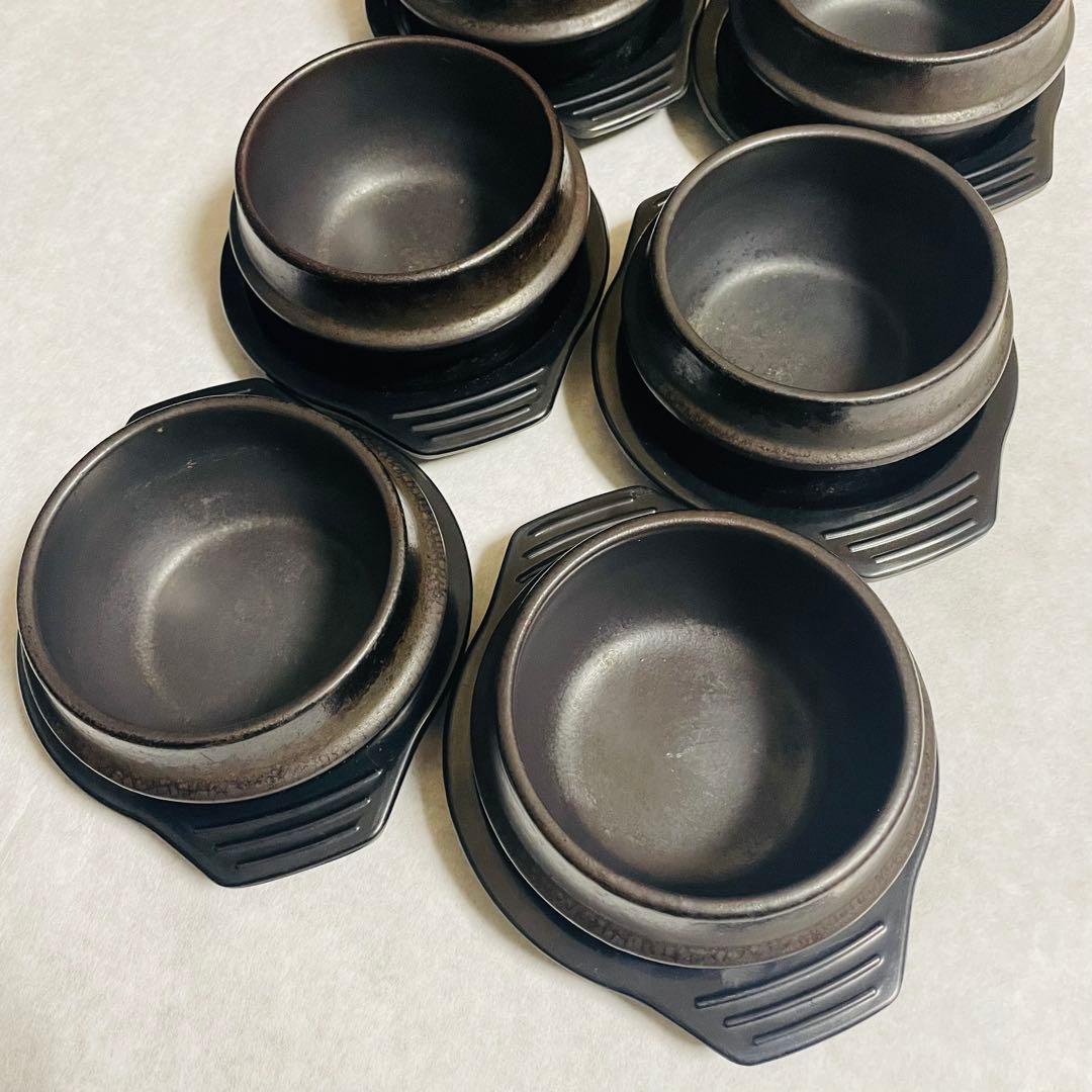韓国 直火用 トゥッペギ（뚝배기）12cm 8個＋専用受け皿8枚セット