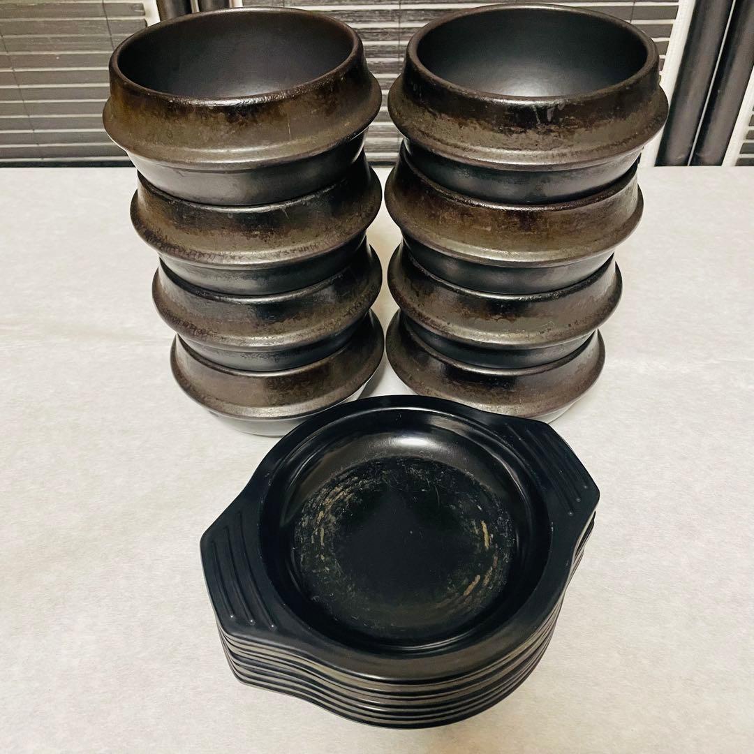 韓国 直火用 トゥッペギ（뚝배기）12cm 8個＋専用受け皿8枚セット