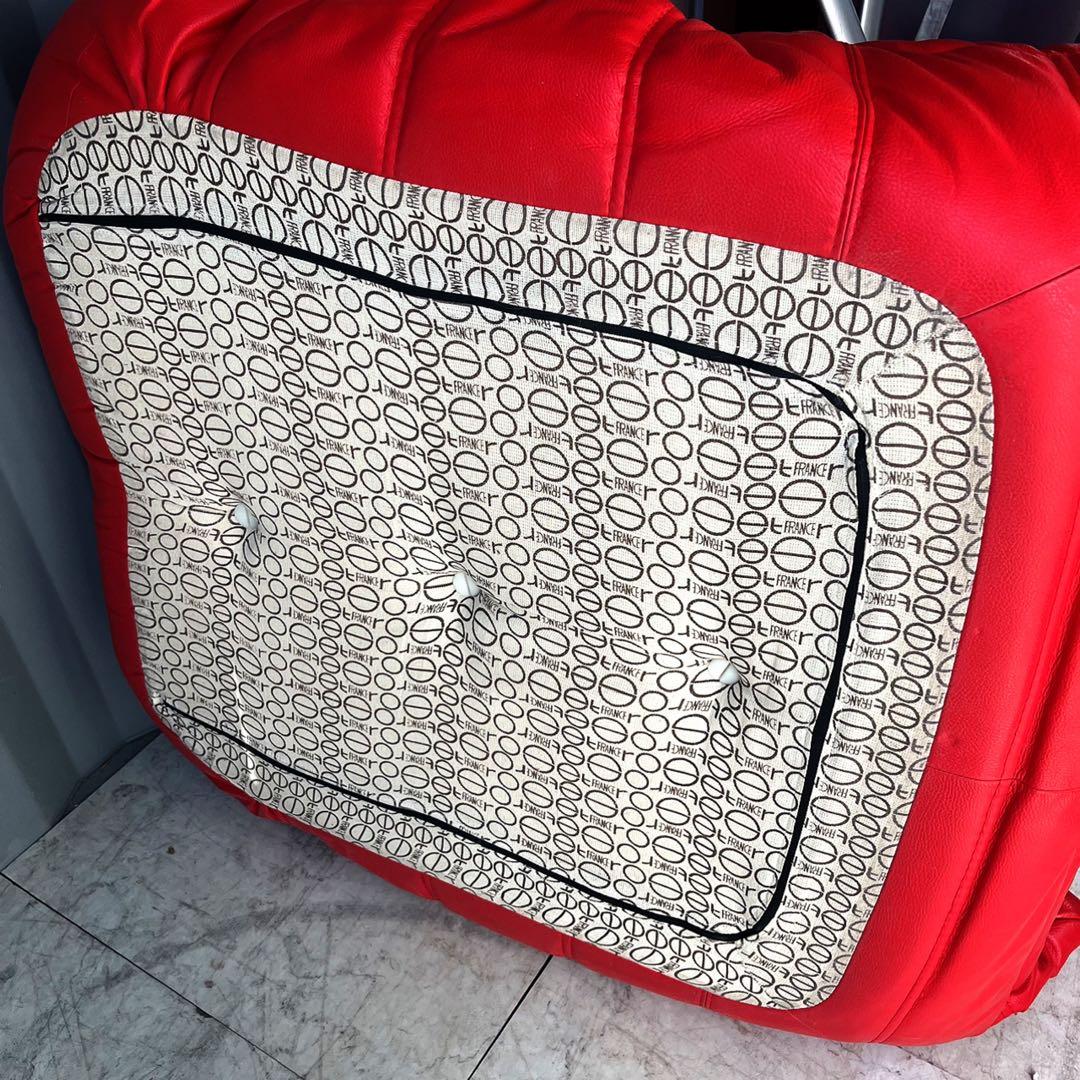 取付無料！リーンロゼ フランス トーゴ レッドレザー 本革シングルソファ✨