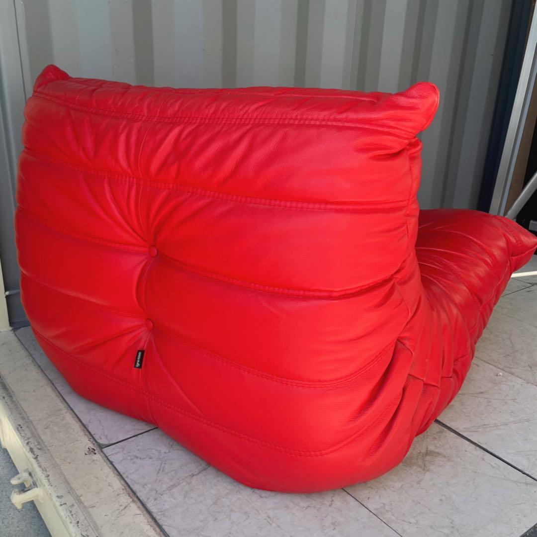 取付無料！リーンロゼ フランス トーゴ レッドレザー 本革シングルソファ✨