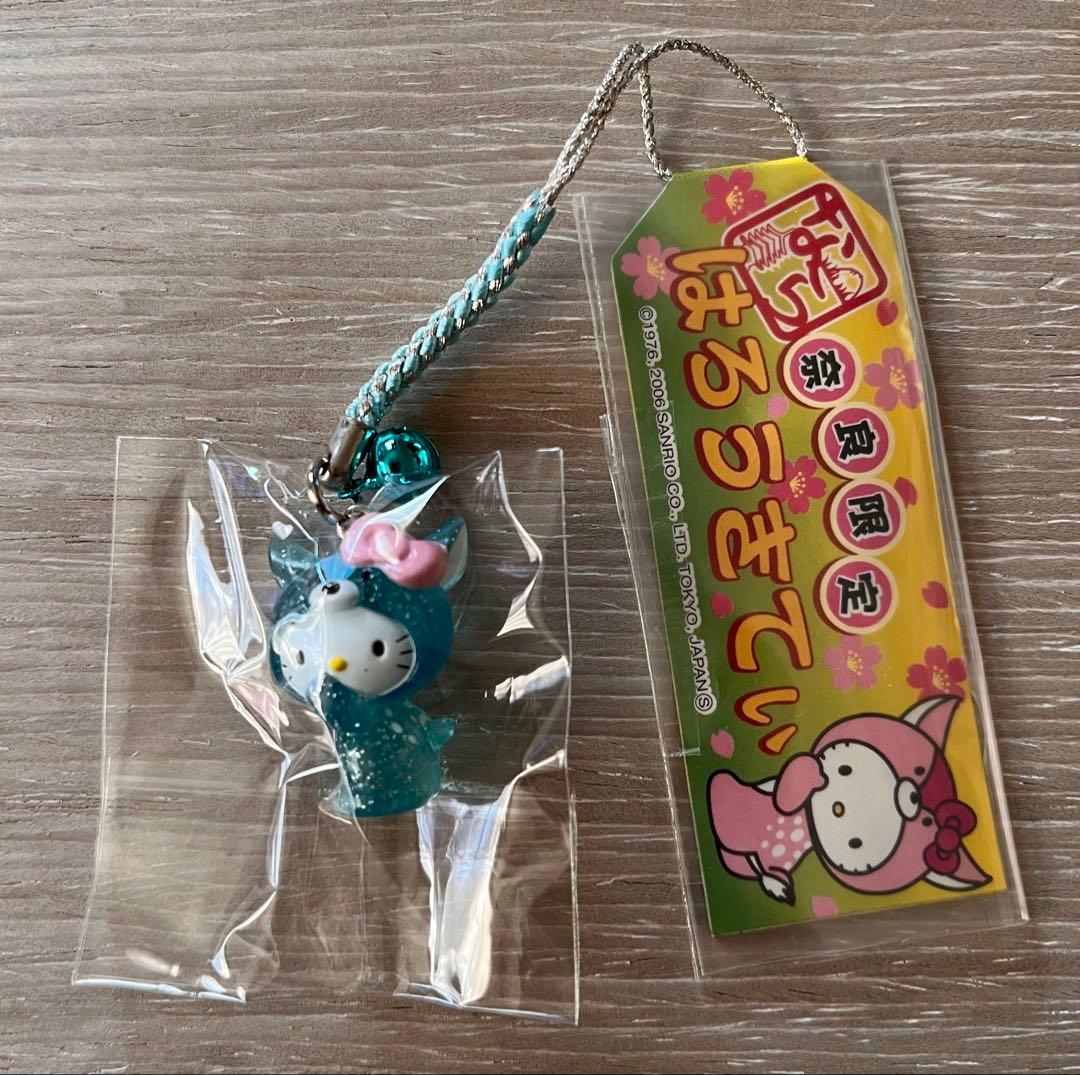 激レア色◎奈良限定◎鹿しかキティ◎クリアラメブルー◎根付け