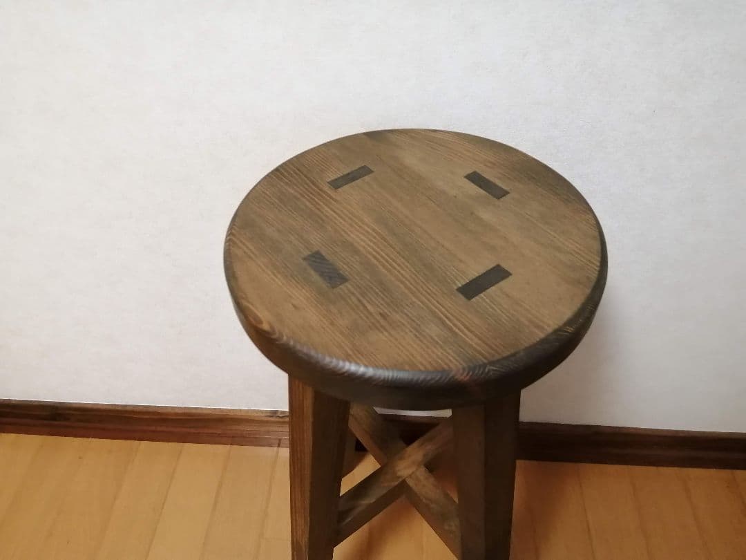 木製スツール　３脚セット　高さ43cm　丸椅子　stool