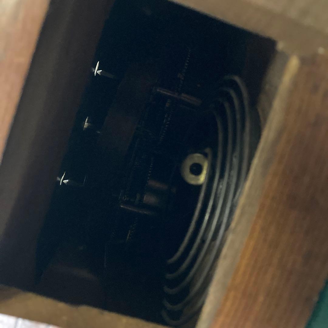 詳細不明 ジャンク 古いボンボン時計 丸型 欅 けやき 天然木 替えゼンマイ付き