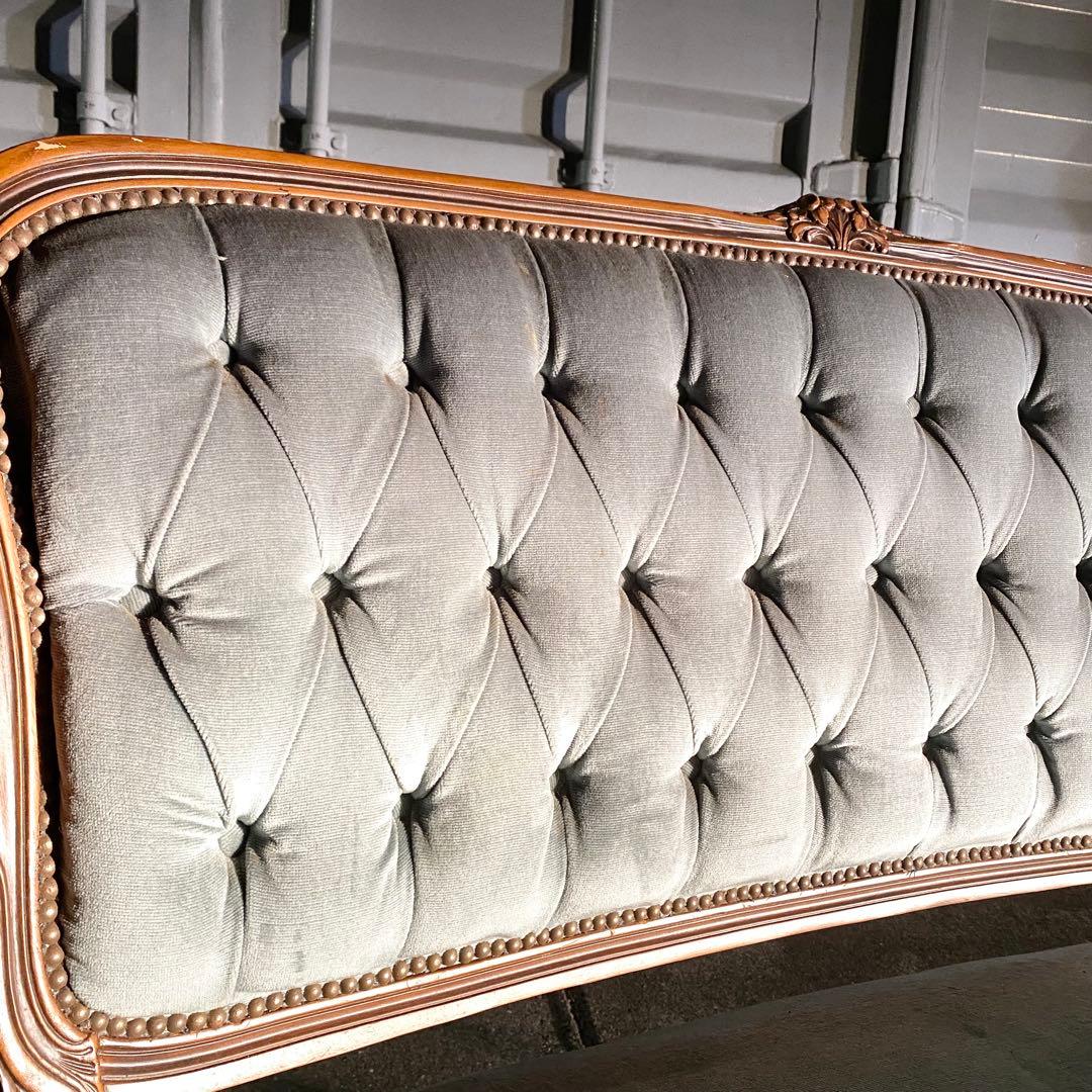 イタリア発！ブルーグレーが素敵 アンティーク ロココ調 ソファ 2人掛け