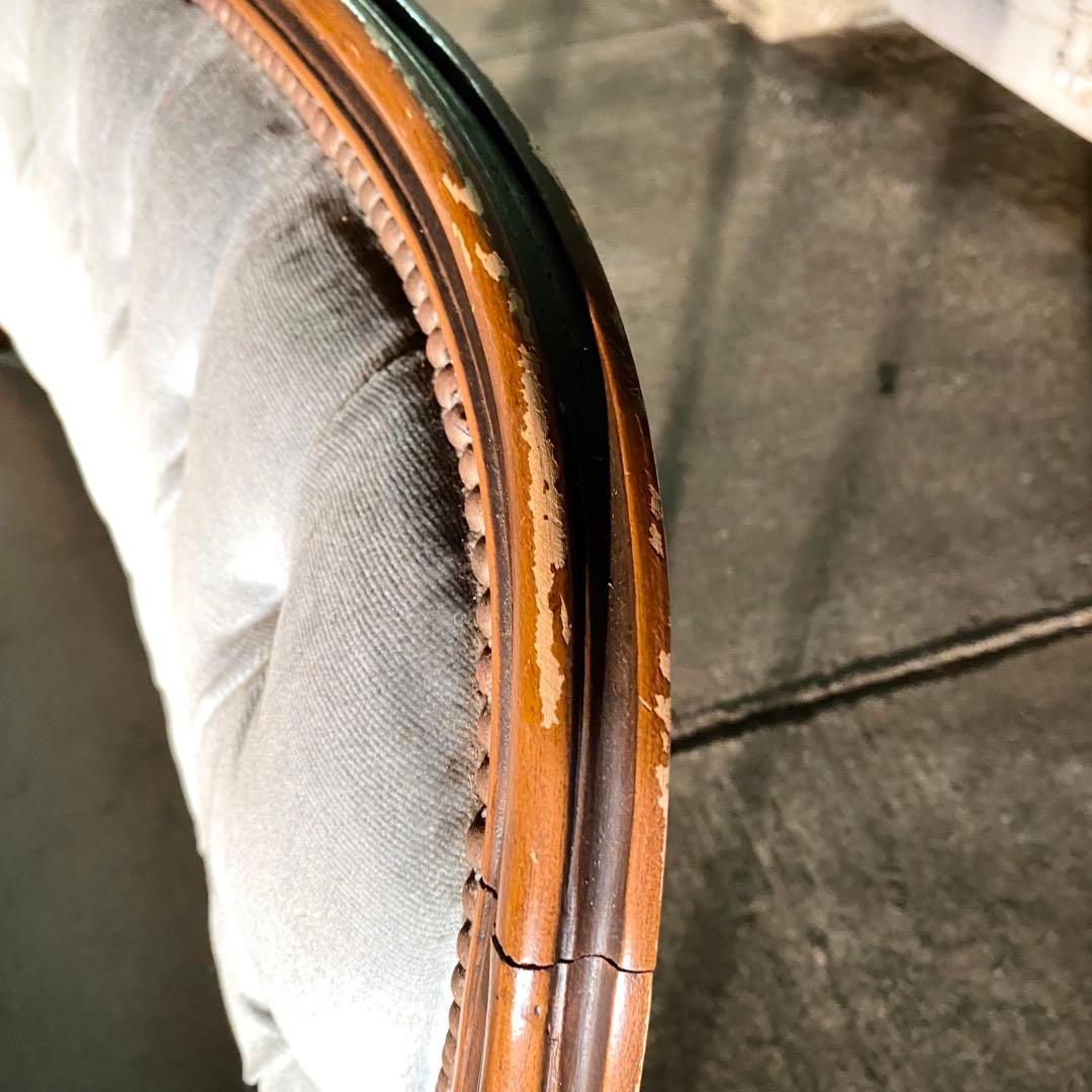 イタリア発！ブルーグレーが素敵 アンティーク ロココ調 ソファ 2人掛け