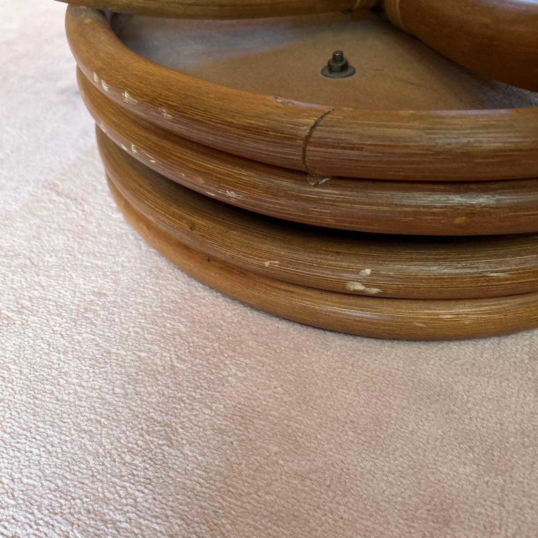 ラタンのテーブル ガラス天板 直径81cm ガラス直径73cm 高さ50cm