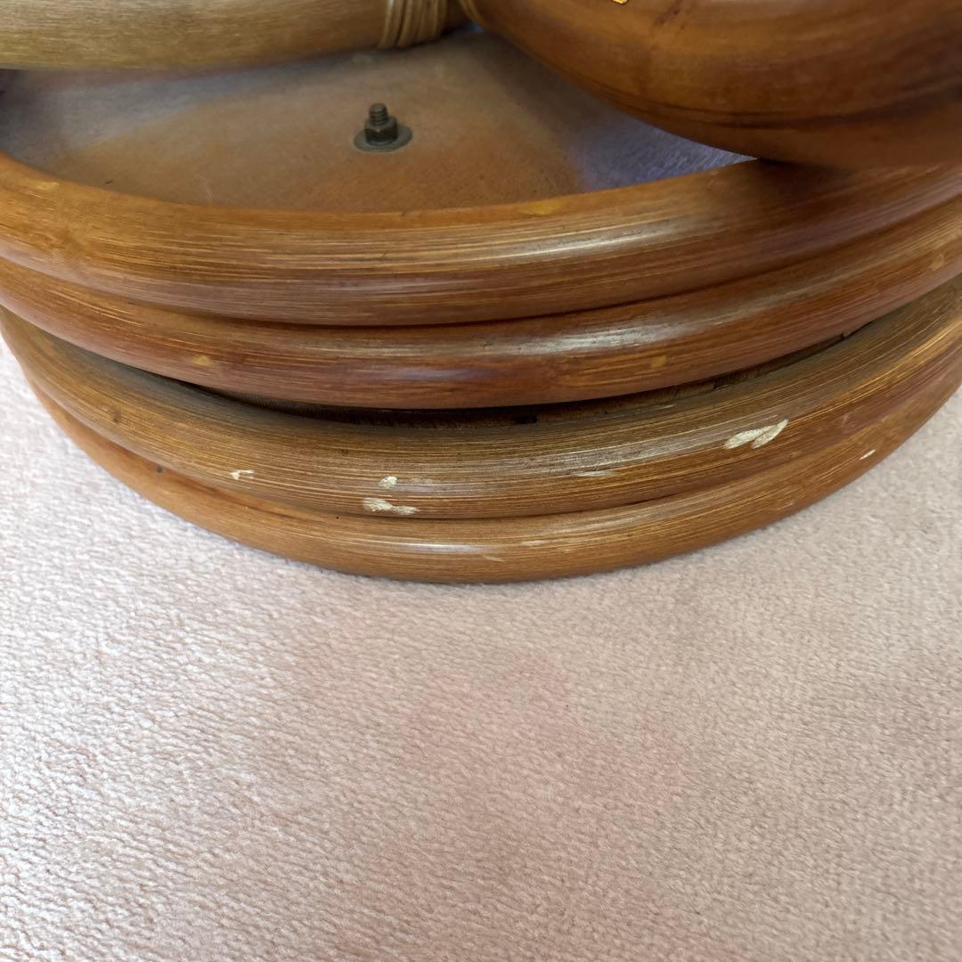 ラタンのテーブル ガラス天板 直径81cm ガラス直径73cm 高さ50cm