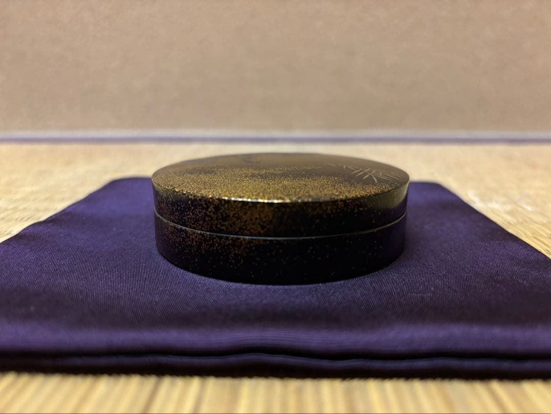 迎田秋悦　芦に鳥　蒔絵　香合　茶道具