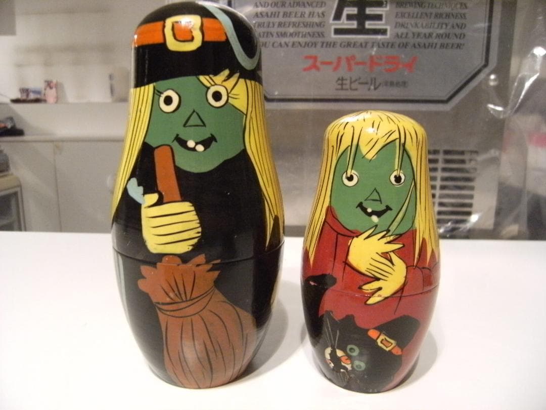 ロシア製品★ハンドメイド 置物 ハロウィン 魔法使い 魔女 マトリョーシカ 人形