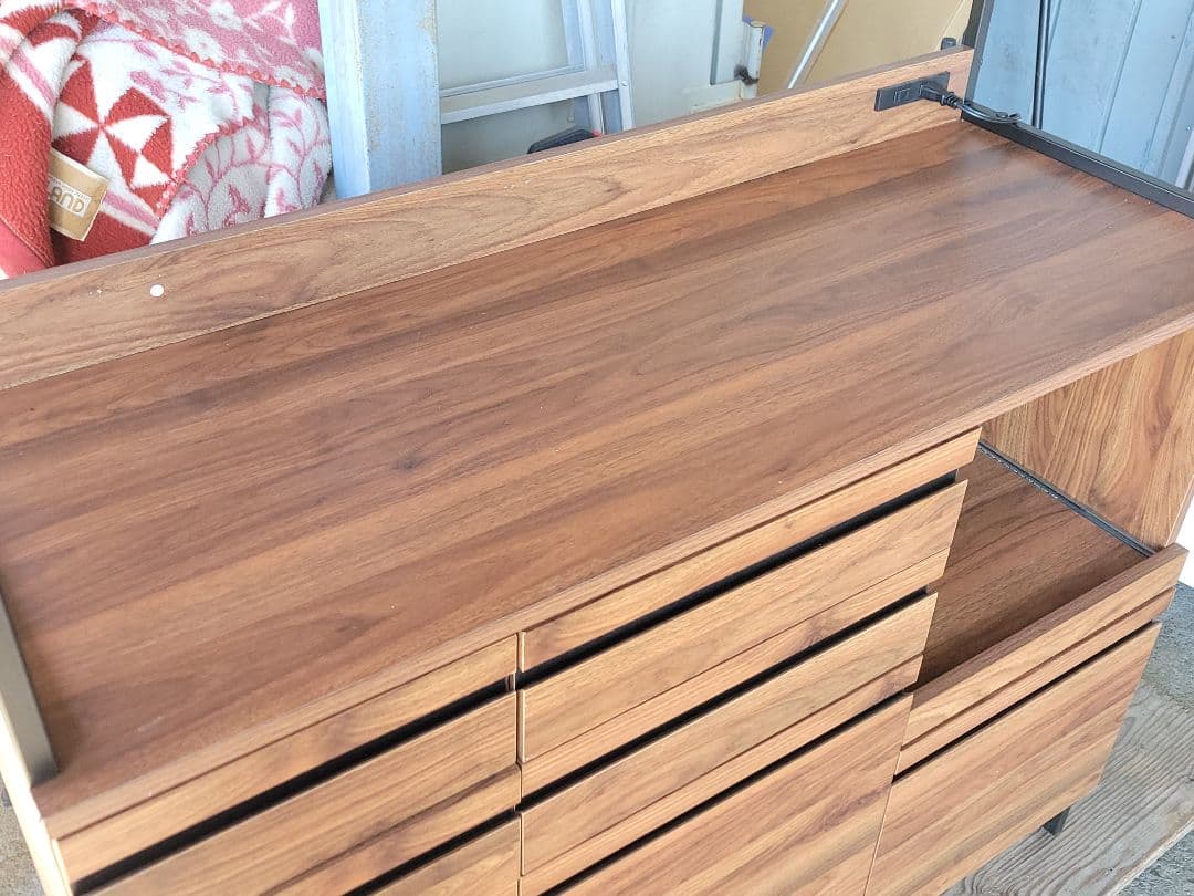 木目調 アイアンフレーム キッチンボード レンジ台 食器棚 ヴィンテージ風