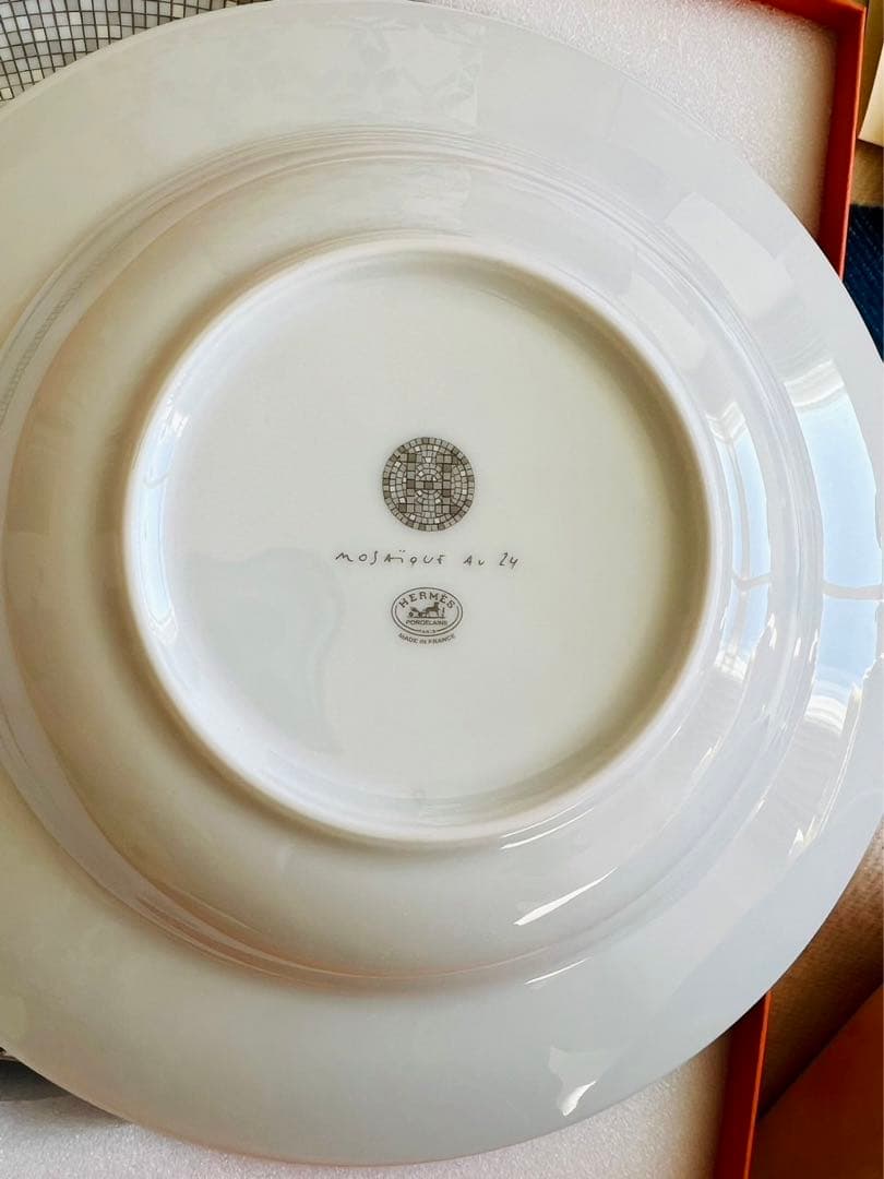 エルメス HERMES スーププレート 〈モザイク24〉プラチナ 2枚新品未使用