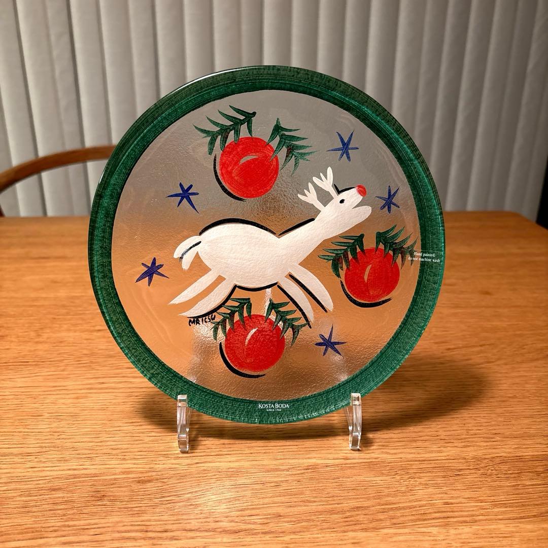 レア　KOSTA BODA トナカイプレート Martti Rytkonen