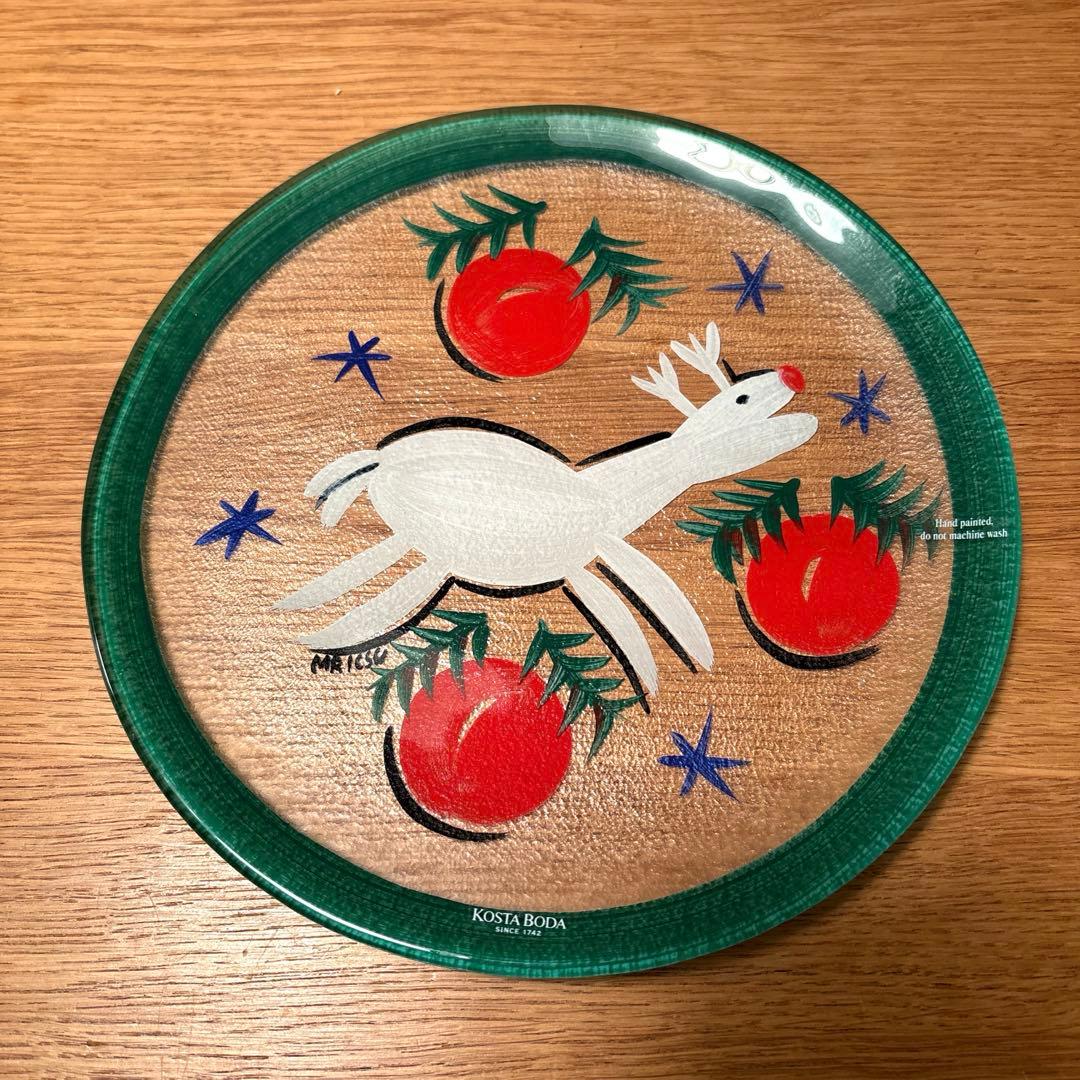 レア　KOSTA BODA トナカイプレート Martti Rytkonen