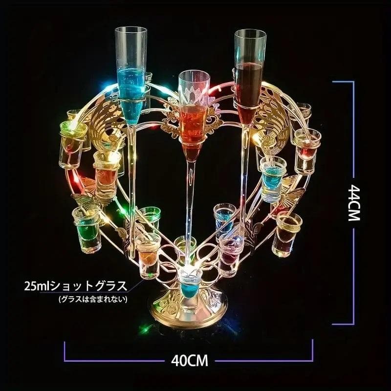ホストキャバクラ等☆テキーラ観覧車ハート型24穴LED酒ボルトの表示棚酒棚ワイン