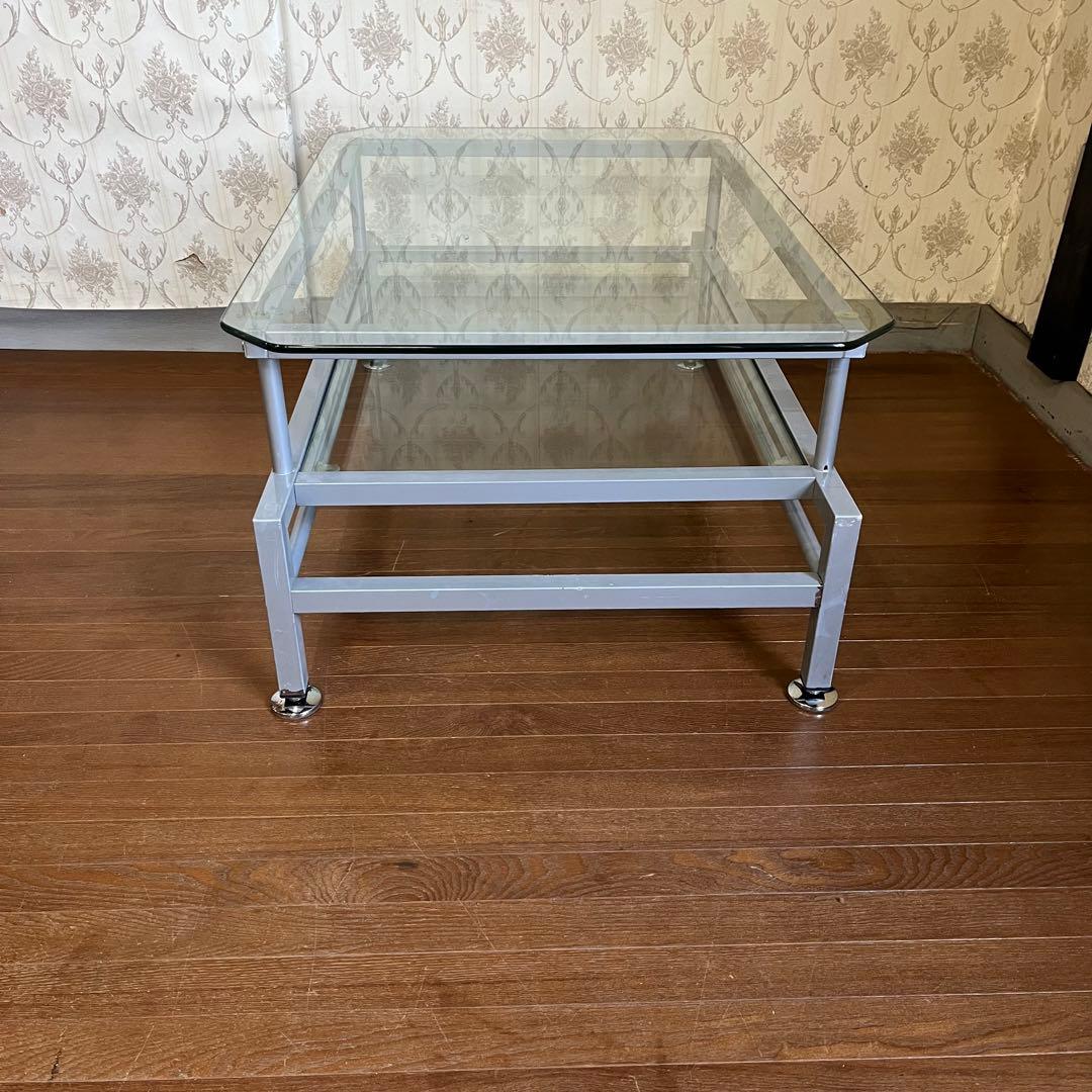 【インダストリアル】アイアンフレーム ガラステーブル センターテーブル 男前