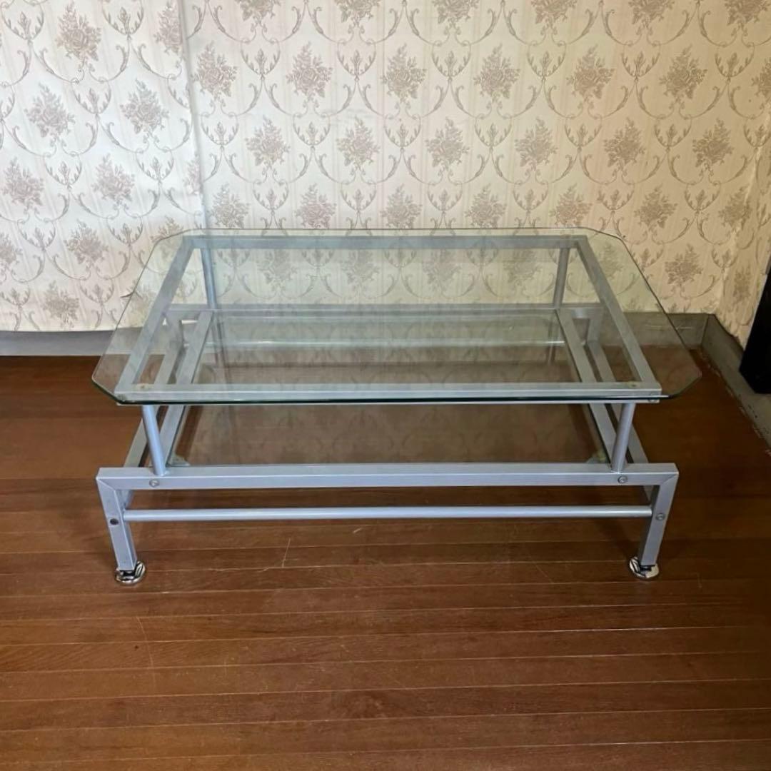 【インダストリアル】アイアンフレーム ガラステーブル センターテーブル 男前