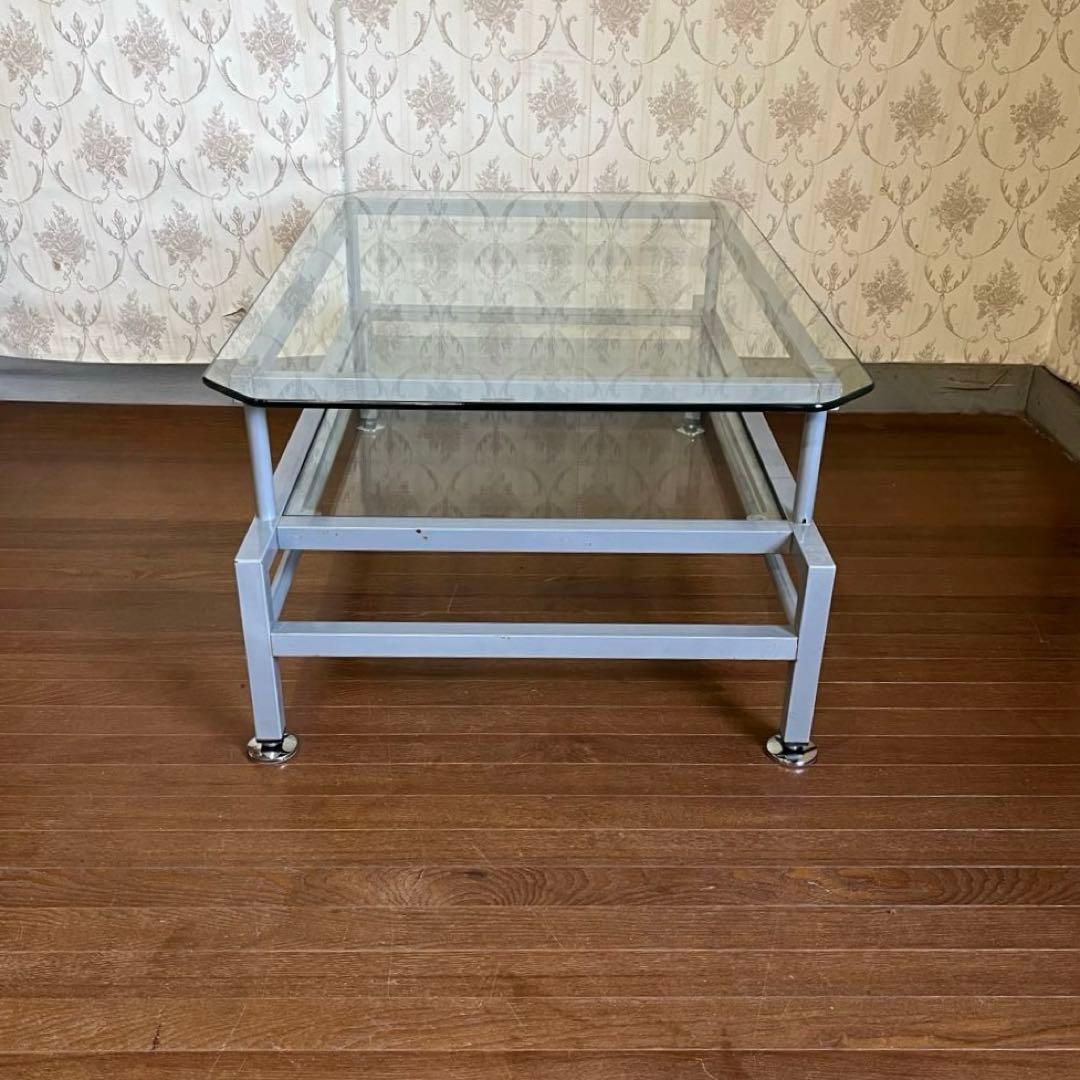 【インダストリアル】アイアンフレーム ガラステーブル センターテーブル 男前