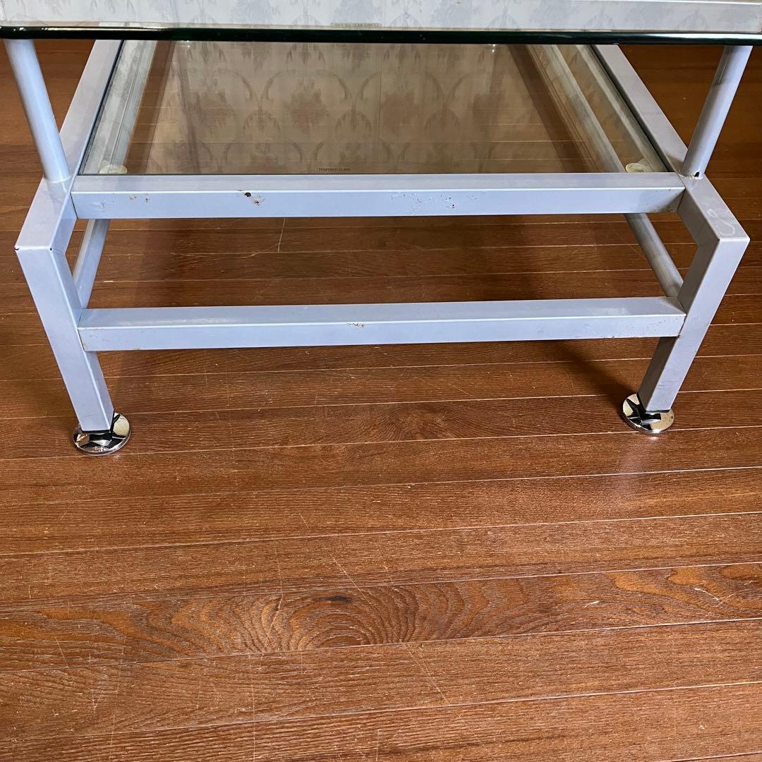 【インダストリアル】アイアンフレーム ガラステーブル センターテーブル 男前