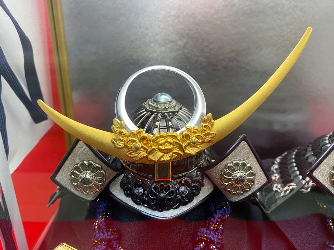 直江兼続　上杉謙信　五月人形　兜飾り　ガラスケース入