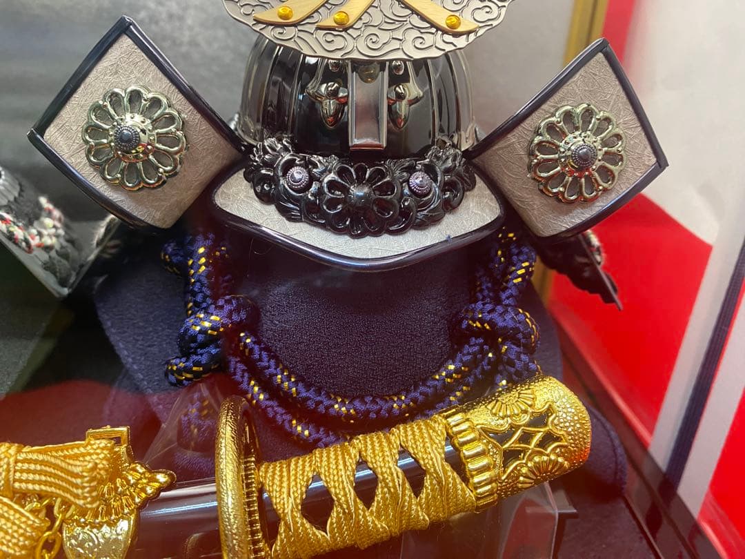 直江兼続　上杉謙信　五月人形　兜飾り　ガラスケース入