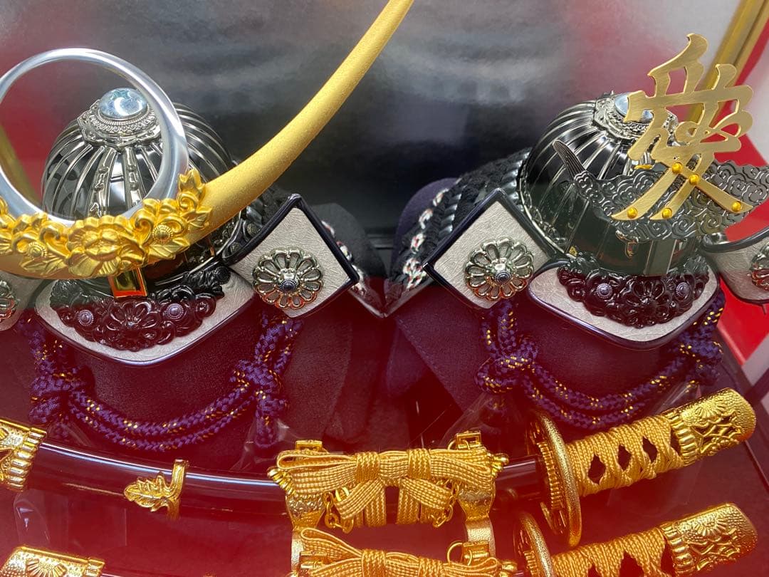 直江兼続　上杉謙信　五月人形　兜飾り　ガラスケース入