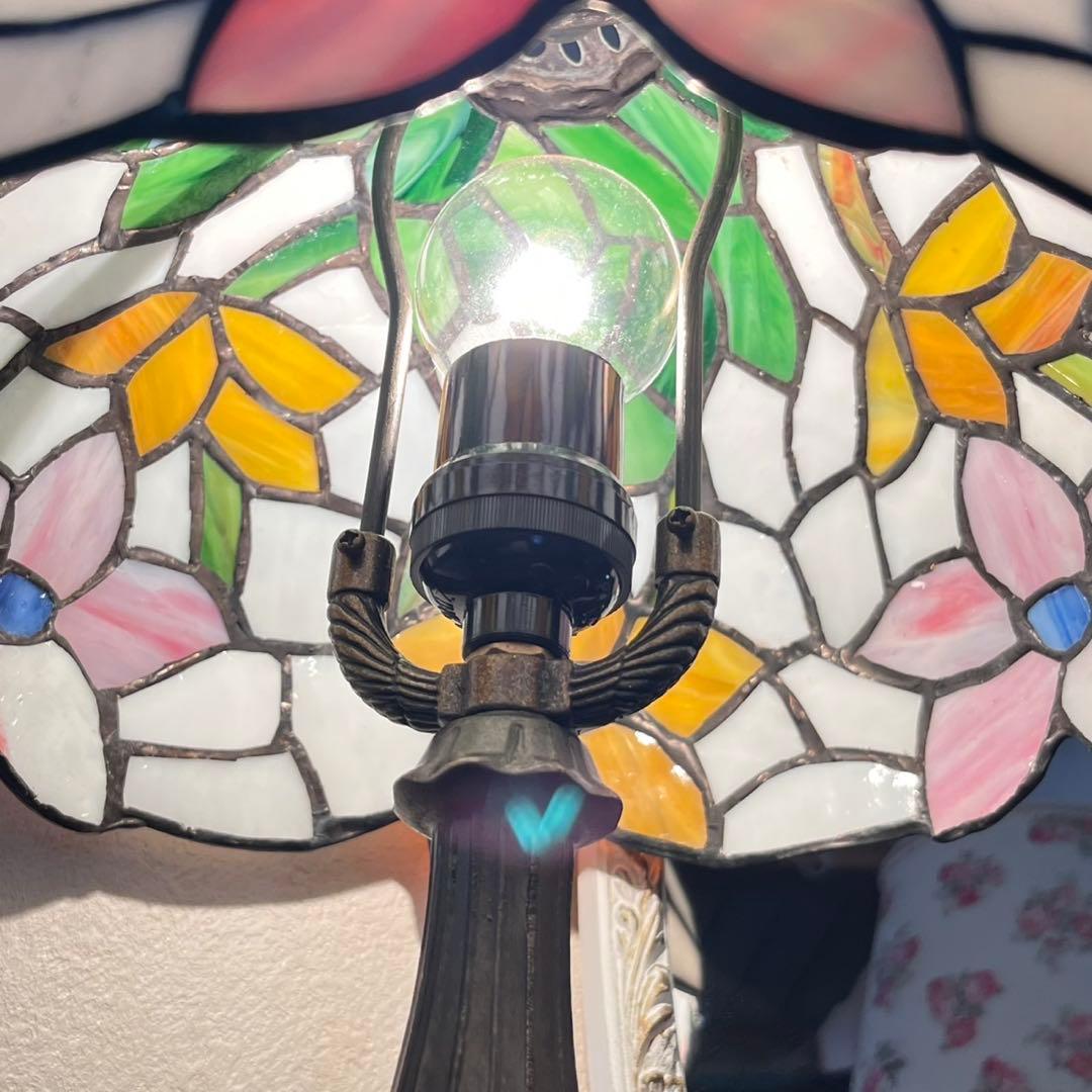 新品 ステンドグラス ランプ 花柄 スタンドライト レトロ
