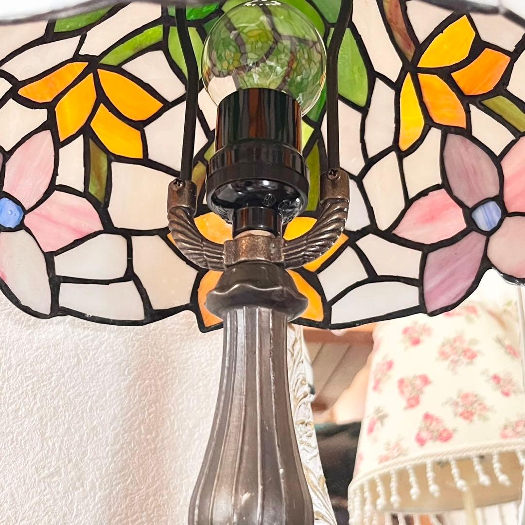 新品 ステンドグラス ランプ 花柄 スタンドライト レトロ