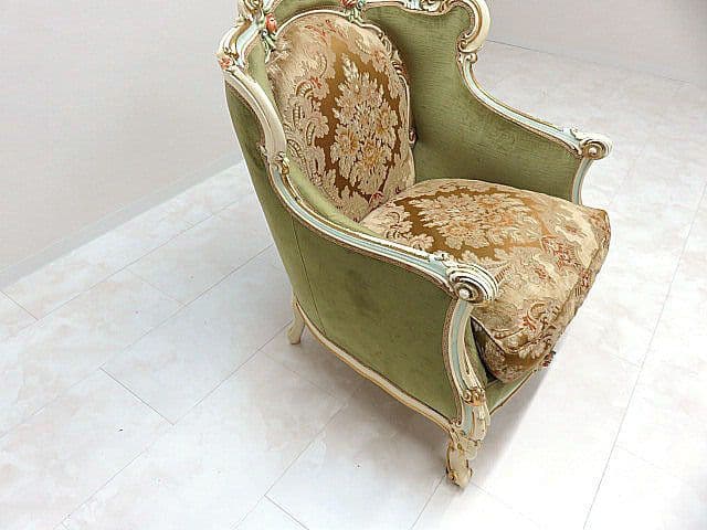 マリオ・コルチャゴ（フラテリ・オリッジ） 1人掛けソファ ロココ様式 金華山張地